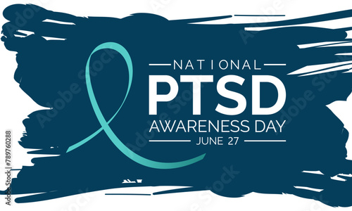 National PTSD Awareness Day in June 27. Its will be raised awareness of posttraumatic stress disorder. Background, poster, card, banner design. Vector EPS 10. photo