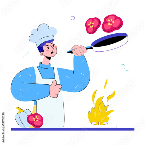 Check out doodle mini illustration of cooking skill 