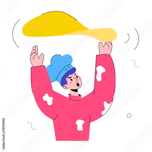 Here’s a doodle mini illustration depicting pizza tossing 