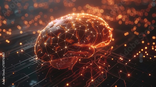 Neural Networks: Futuristic Concept of Human Brain with Circuit Connections and Artificial Intelligence photo