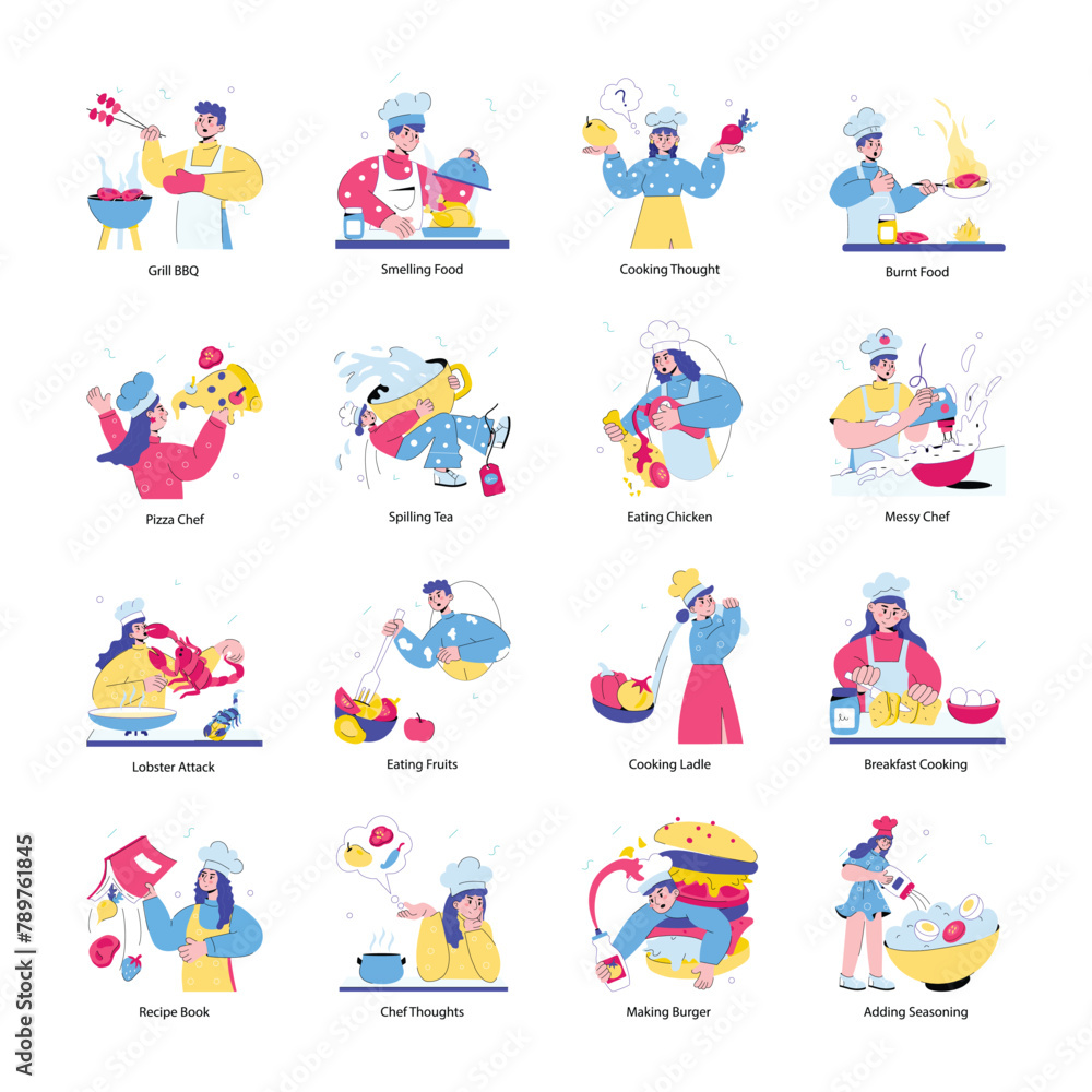 Bundle of Professional Cooking Doodle Mini Illustrations
Bundle of Professional Cooking Doodle Mini Illustrations