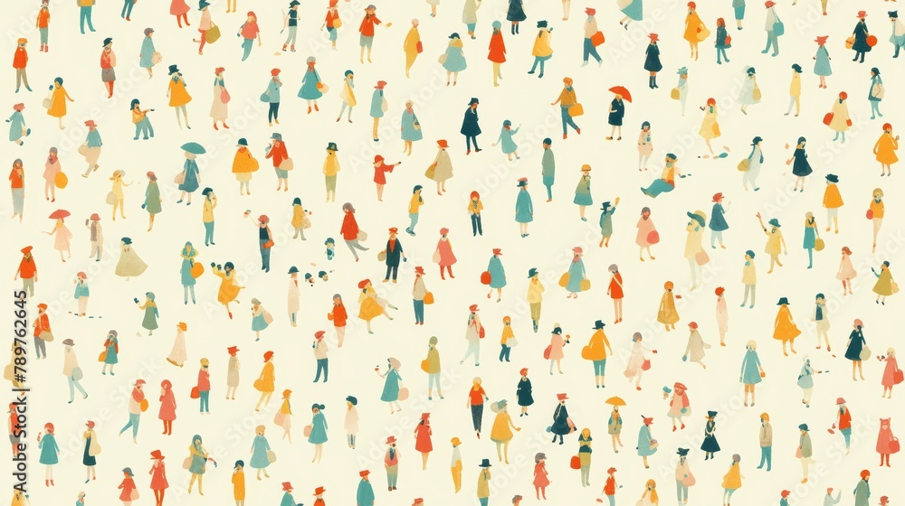 Tiny Cute Painted Figures Pattern Texture Wallpaper Background