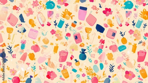 Tiny Cute Painted Figures Pattern Texture Wallpaper Background