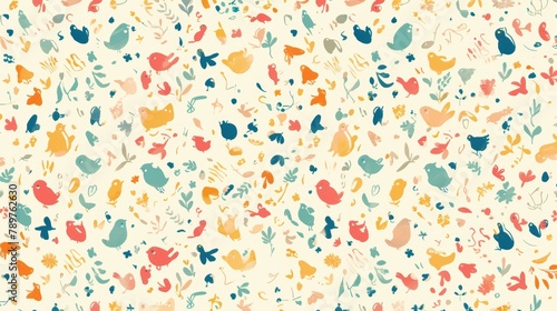 Tiny Cute Painted Figures Pattern Texture Wallpaper Background