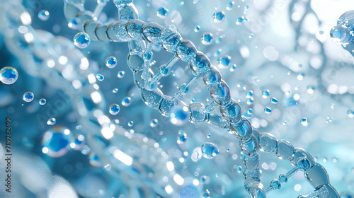 DNA, presented in a complex spiral form, inspires the medical and scientific communities to search for new treatments and research on genetic mechanisms, deepening the understanding of life and health