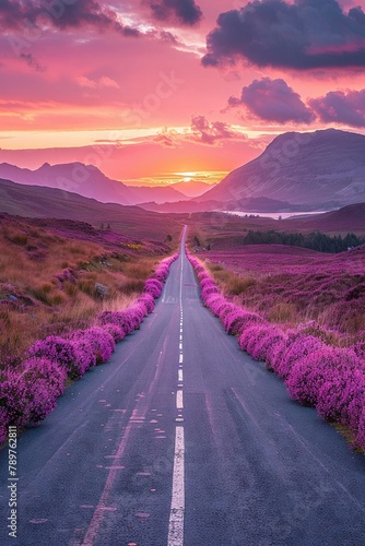 a puzzle pink road sunset