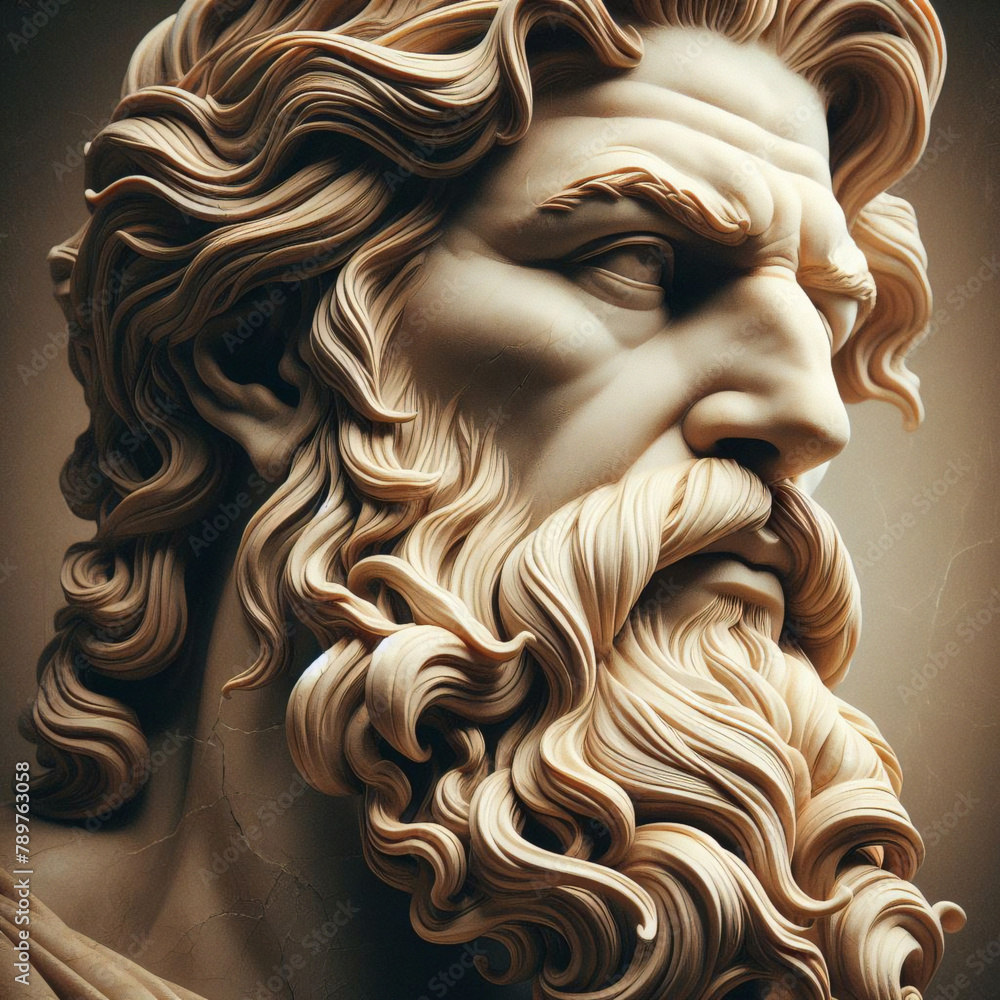 Illustration of a Renaissance statue of Zeus, king of the gods. god of sky and thunder. Zeus the king of the Greek gods ready to hurl lightning bolts down upon the earth and mankind. Illustration of a Renaissance statue of Zeus, king of the gods. god of sky and thunder. Zeus the king of the Greek gods ready to hurl lightning bolts down upon the earth and mankind.