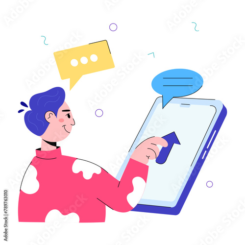 Ready to use doodle mini illustration of instant messaging 