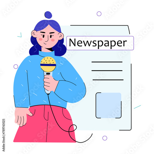 Ready to use doodle mini illustration of live news 