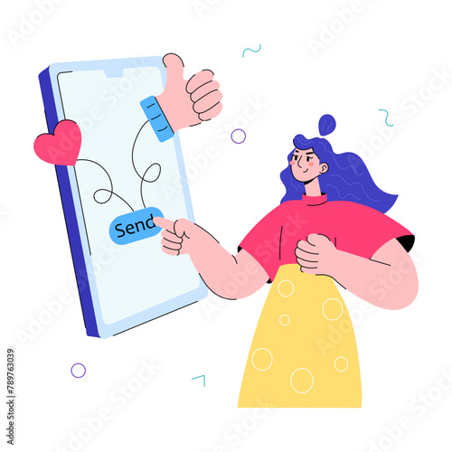 A hand drawn mini illustration of sending feedback online 