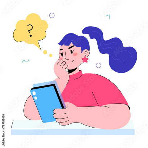Asking something doodle style mini illustration 
