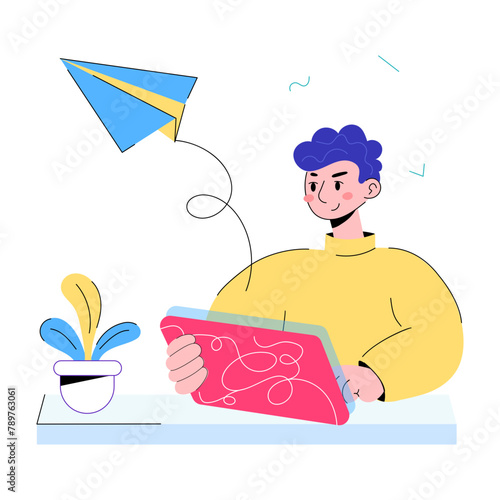 A hand drawn mini illustration of direct message 
