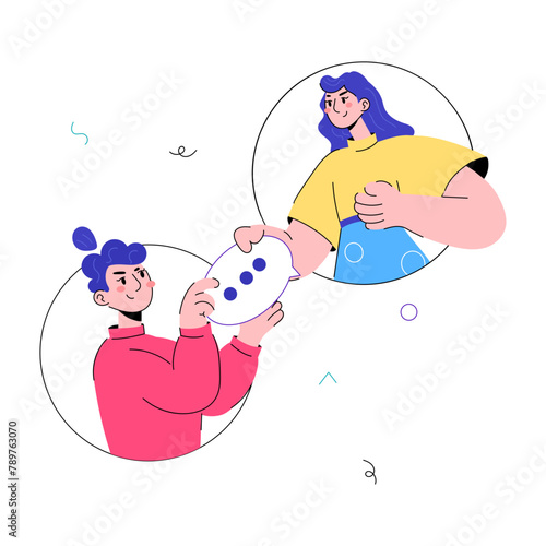 Premium doodle mini illustration of online communication 