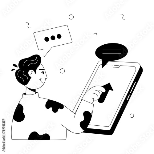 Ready to use doodle mini illustration of instant messaging 