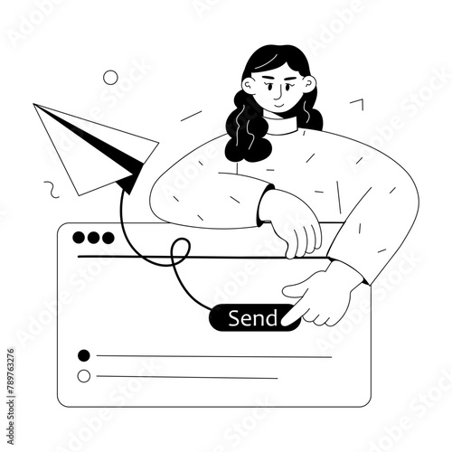 Latest doodle mini illustration of sending text 