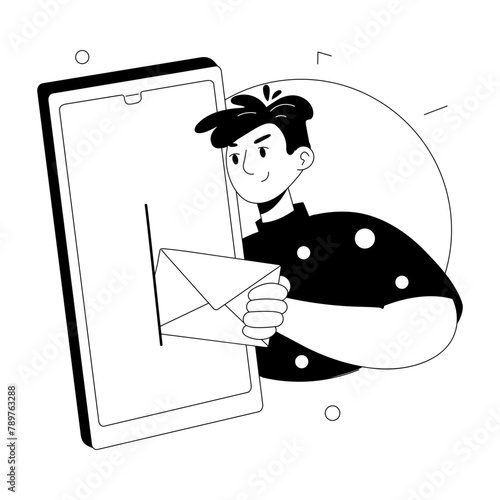 Premium doodle mini illustration of sending email 