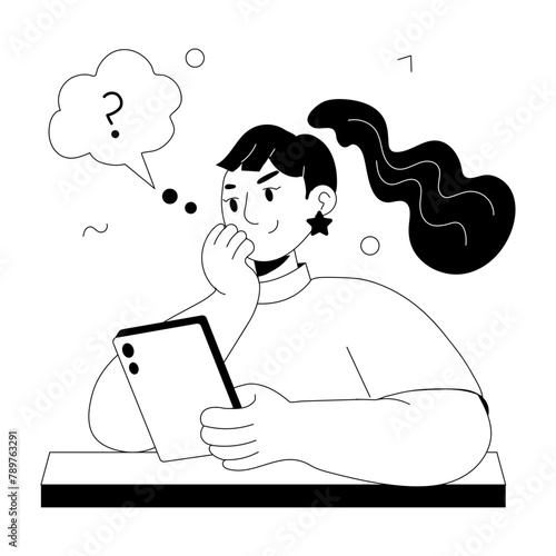 Asking something doodle style mini illustration 