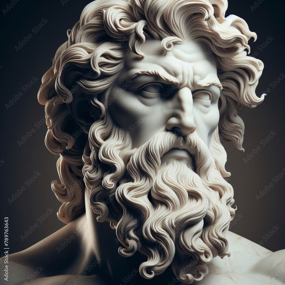 Illustration of a Renaissance statue of Zeus, king of the gods. god of ...