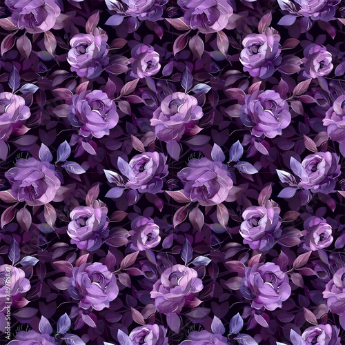 Floral purple color  form natural  seamless fabric pattern.