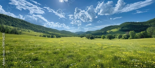 Tranquil Countryside Vistas Captivate Hikers Exploring Lush Meadows and Rolling Hillsides