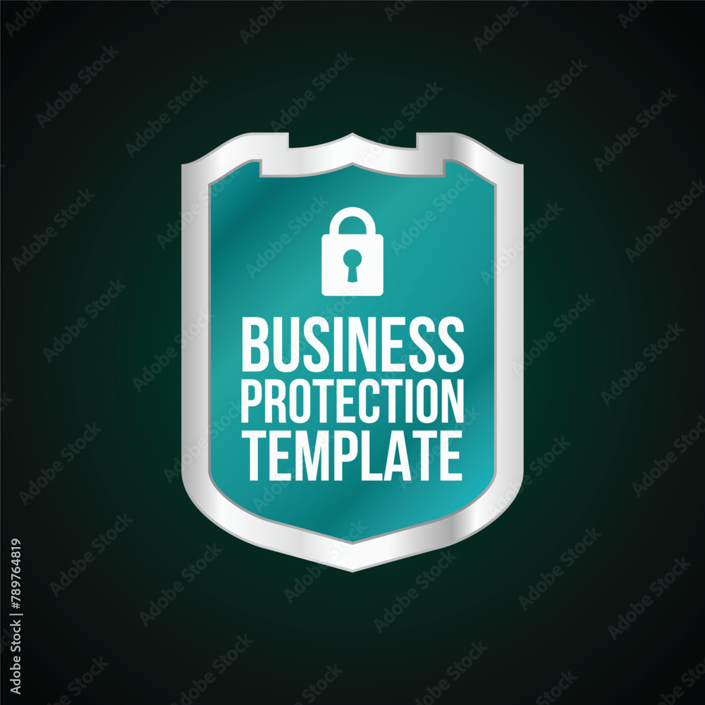 Aqua Shield with text and padlock templates for business themes and other needs Aqua Shield with text and padlock templates for business themes and other needs