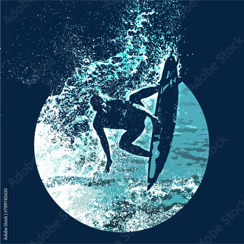 surf, ilustracion, olas, silueta, pegatina, surfista, vector	