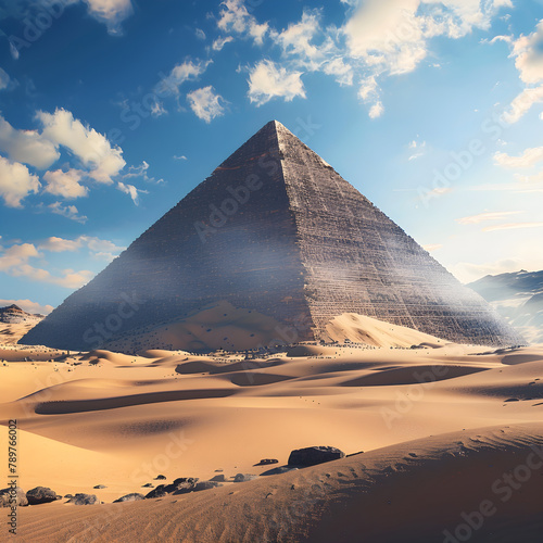 Majesty of History: Ancient Pyramid in Vast, Untouched Desert Landscape