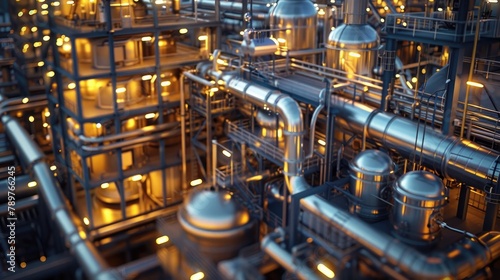 Highly detailed rendering of a gold refinery process simulation showcasing the complex machinery energy efficient design and minimal environmental