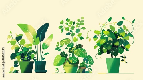 Different stages of plant growth A vibrant green plant flourishing in a pot photo
