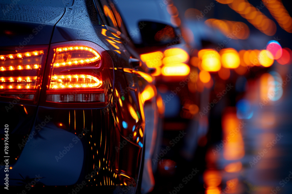closeup Cars parked at outdoor parking lot. Used car for sale and rental service. Car insurance background. Automobile parking area. Car dealership and dealer agent concept. Automotive industry_ - obrazy, fototapety, plakaty 