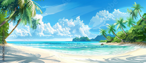 Tropical beach background with blue sky