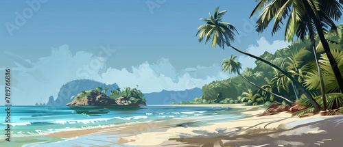 Tropical beach background with blue sky