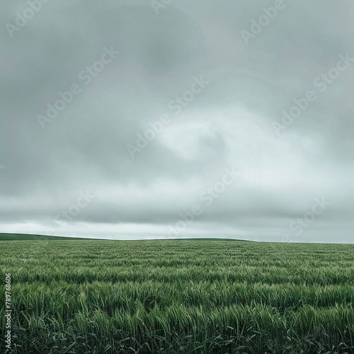 field a little bit cloudy, a little bit of rain ,minimalist photo
