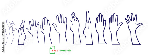 Hand different style vector line art. hands icon minimalist illustration design template. hands line art vector illustration. Best outline design. hand-drawn cartoon fridges Vector illustration.