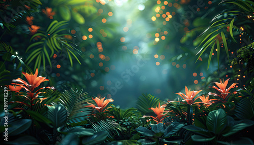 In the heart of the neonlit city  a noir rainforest emerges  a surreal blend of urban grit and lush greenery Closeup of the vibrant foliage reveals the mesmerizing contrast between natures beauty and