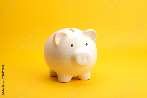 white piggy bank on yellow