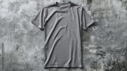 Blank mockup of a heather grey Tshirt with a subtle ombrÃ© effect. .