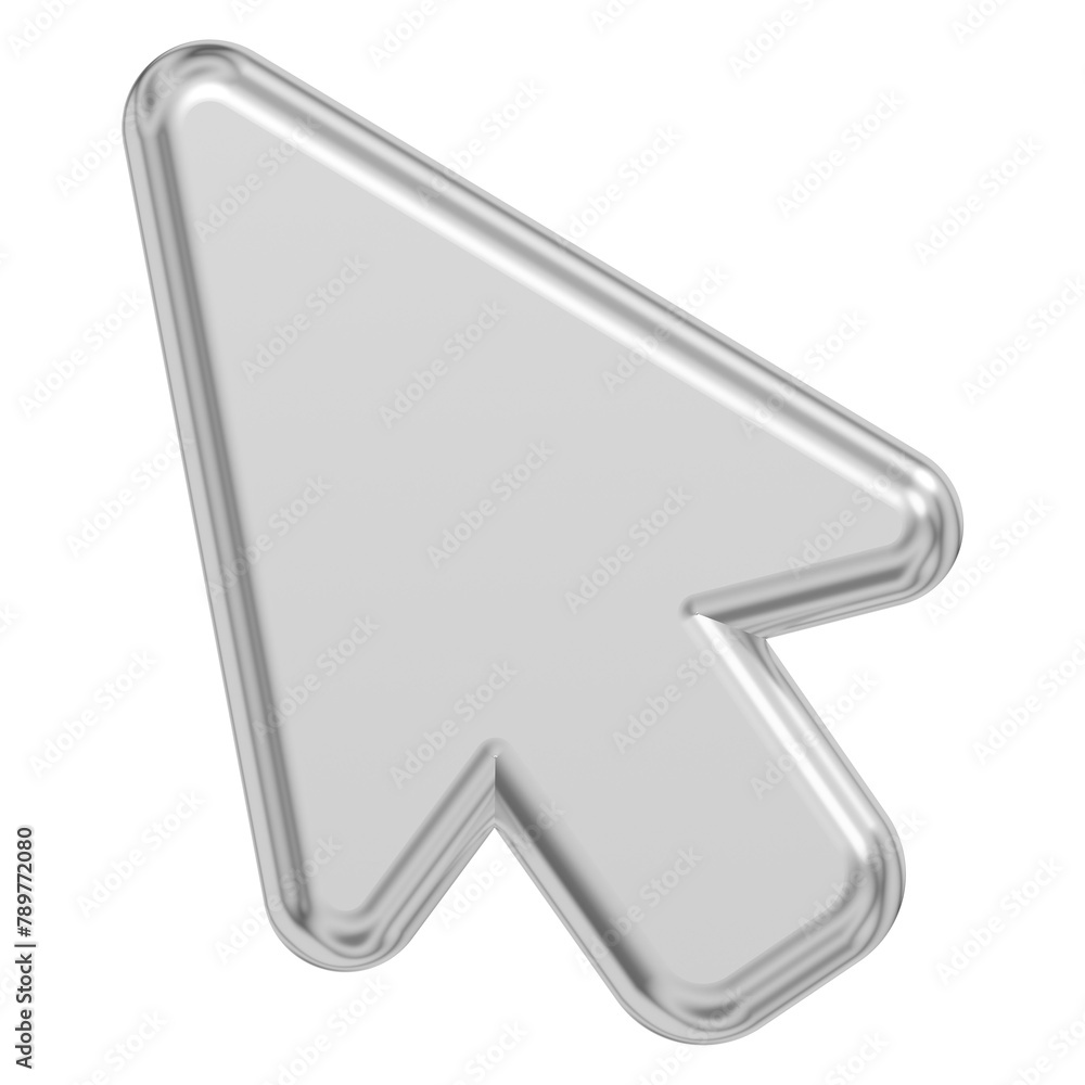 Silver arrow png 3D metallic cursor icon, transparent background Stock ...
