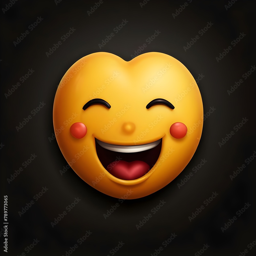 smiley face with heart shape