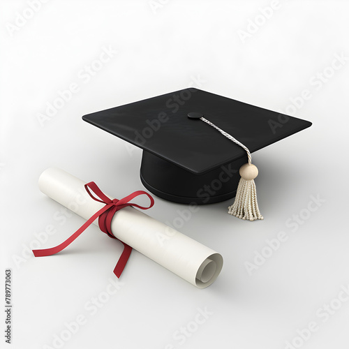 A graduation cap with a diploma 