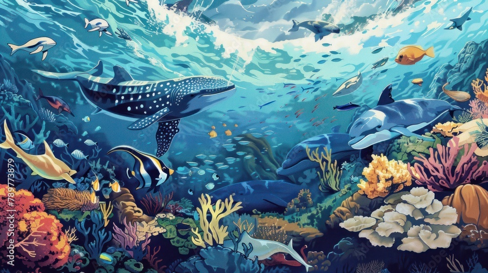 Fototapeta premium World Ocean art illustration