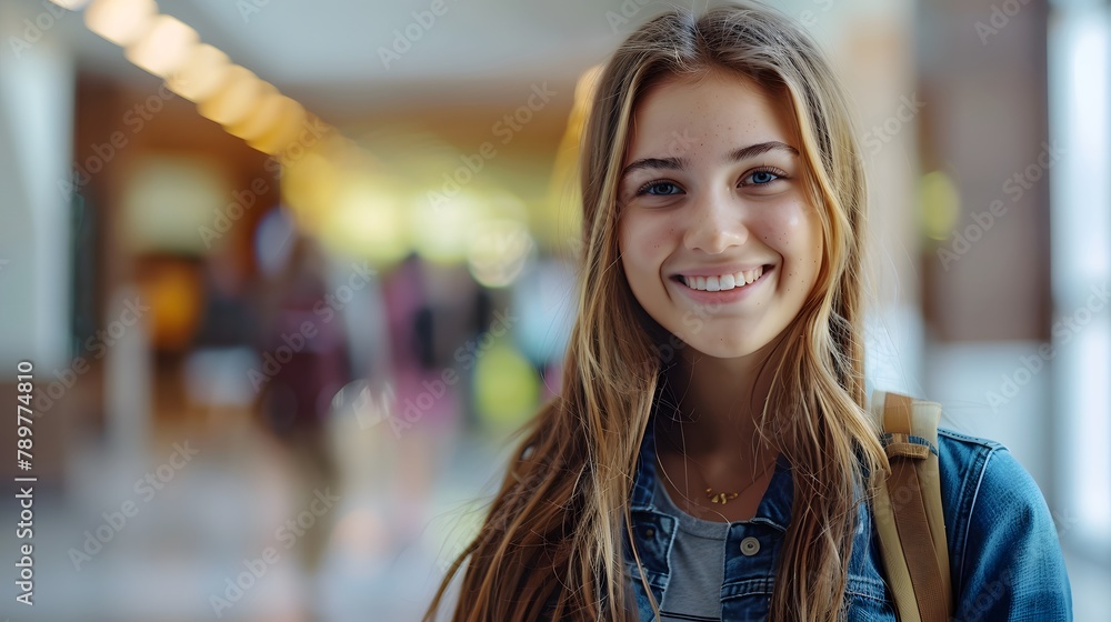 Portrait of a smiling female college student looking at the camera.