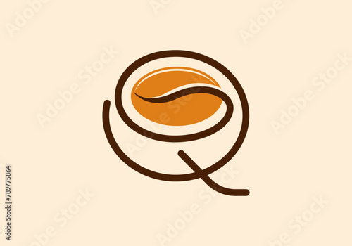Letter Q Coffee Logo Template. Letter Q coffee shop icon, coffee brand, minimalist, modern letter Q coffee icon