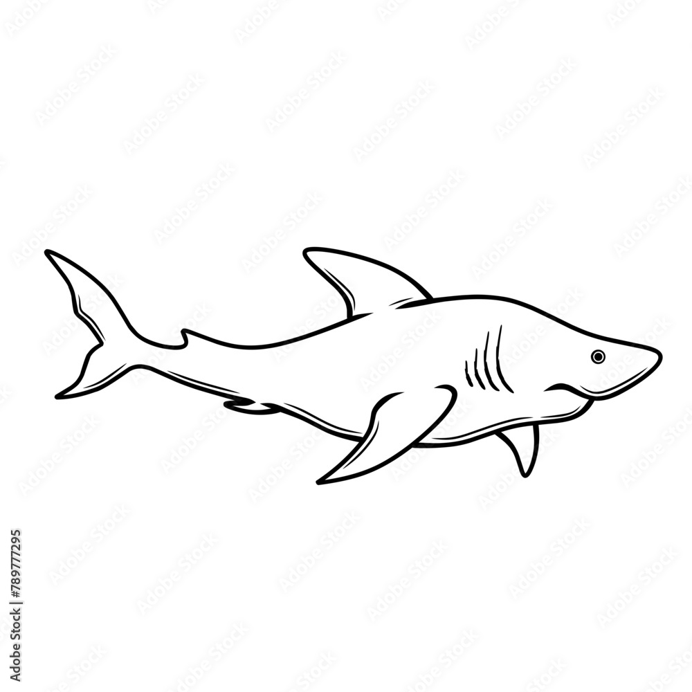 Fototapeta premium shark cartoon isolated on white