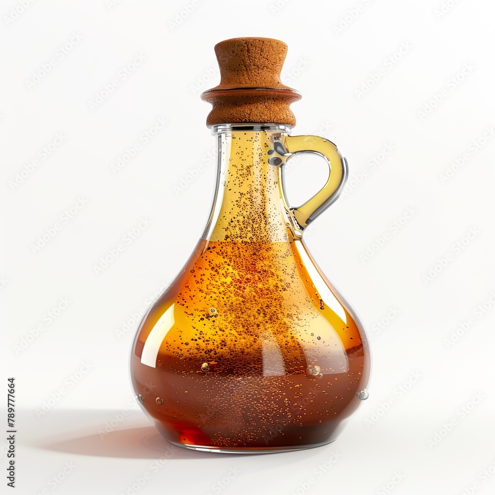 Glass bottle with curious contents on a white background. Glass bottle with curious contents on a white background.