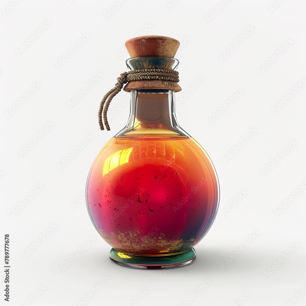 Glass bottle with curious contents on a white background. Glass bottle with curious contents on a white background.