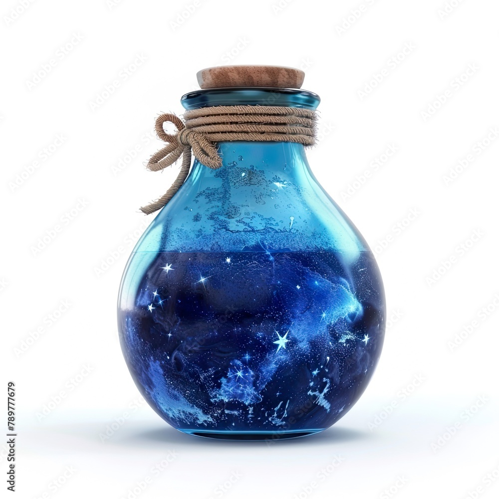 Glass bottle with curious contents on a white background. Glass bottle with curious contents on a white background.