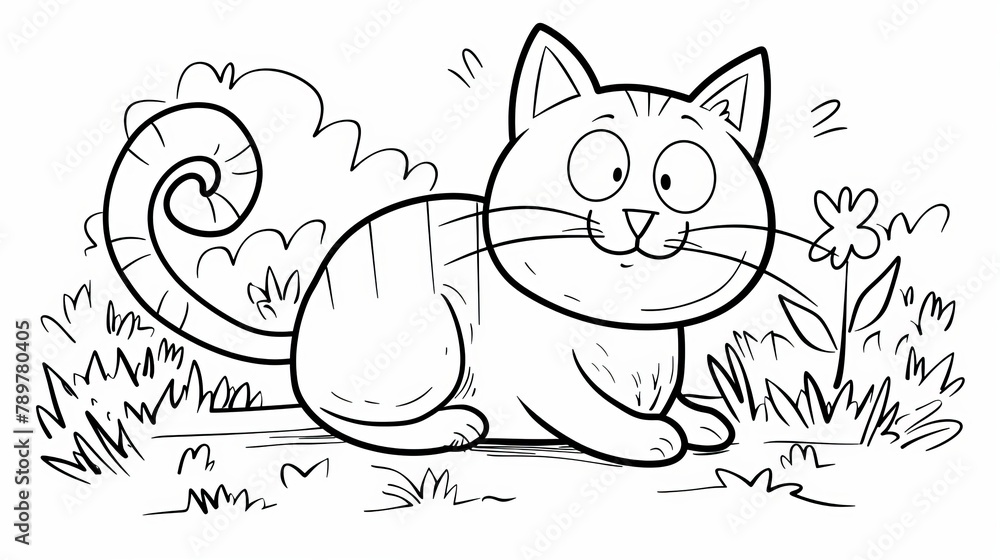 coloring pages or books for children, Cute and funny coloring page, Cartoon illustration, outline picture for coloring kid book, illustration of catc