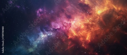 Vibrant hues fill the galaxy  adorned with twinkling stars  nebulas  and celestial wonders in a dazzling cosmic display