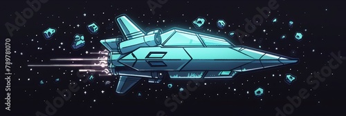 A futuristic spaceship is gliding through the cosmos  its sleek metallic hull shimmering and engines humming as it embarks on an interstellar voyage